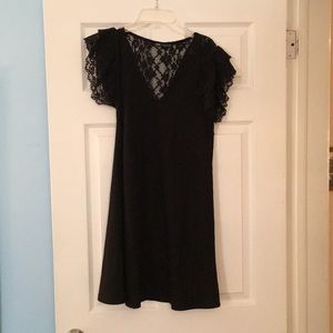 ZARA Black Cap Sleeve Lace Shift Dress Medium